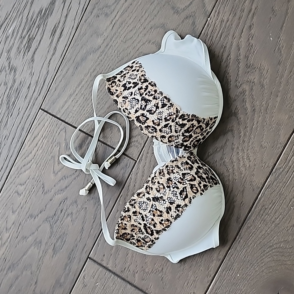 Victoria's Secret Pink Push Up White Cheetah Bikini Top